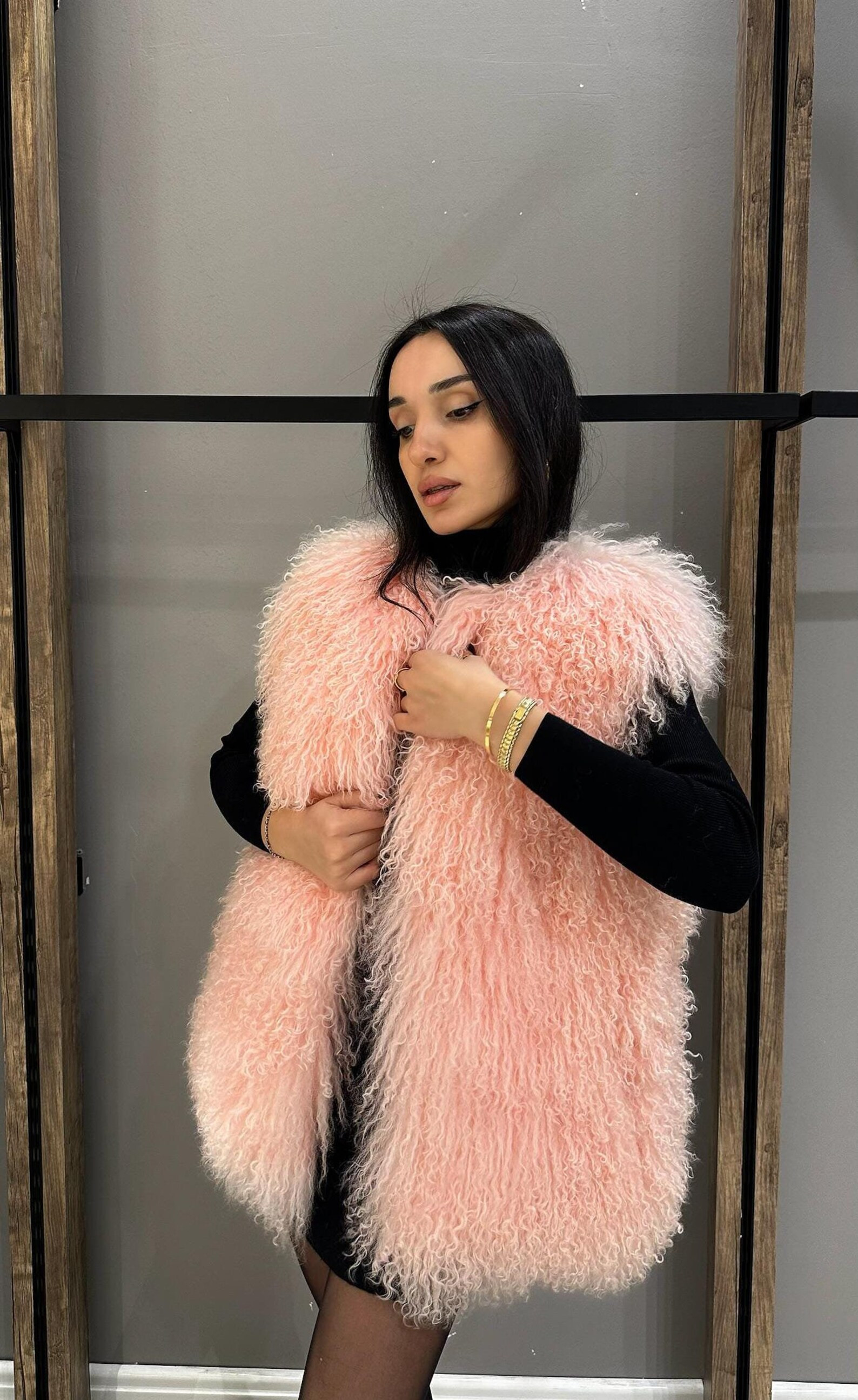 Mongolian Lamb Fur Vest, Candy Pink Mongolian Fur Vest, Tibetan Fur- Mongolian Lamb, Vest, Mongol... | Etsy (US)