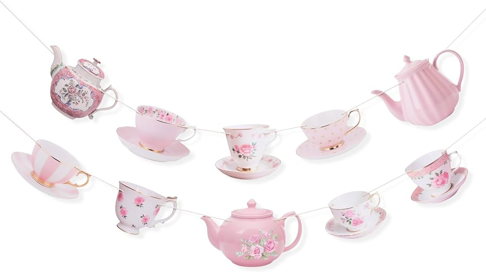Tea Party Birthday Banner - Alice In Wonderland Teapot Bunting,Wonderland Wedding,Alice In Oneder... | Amazon (US)
