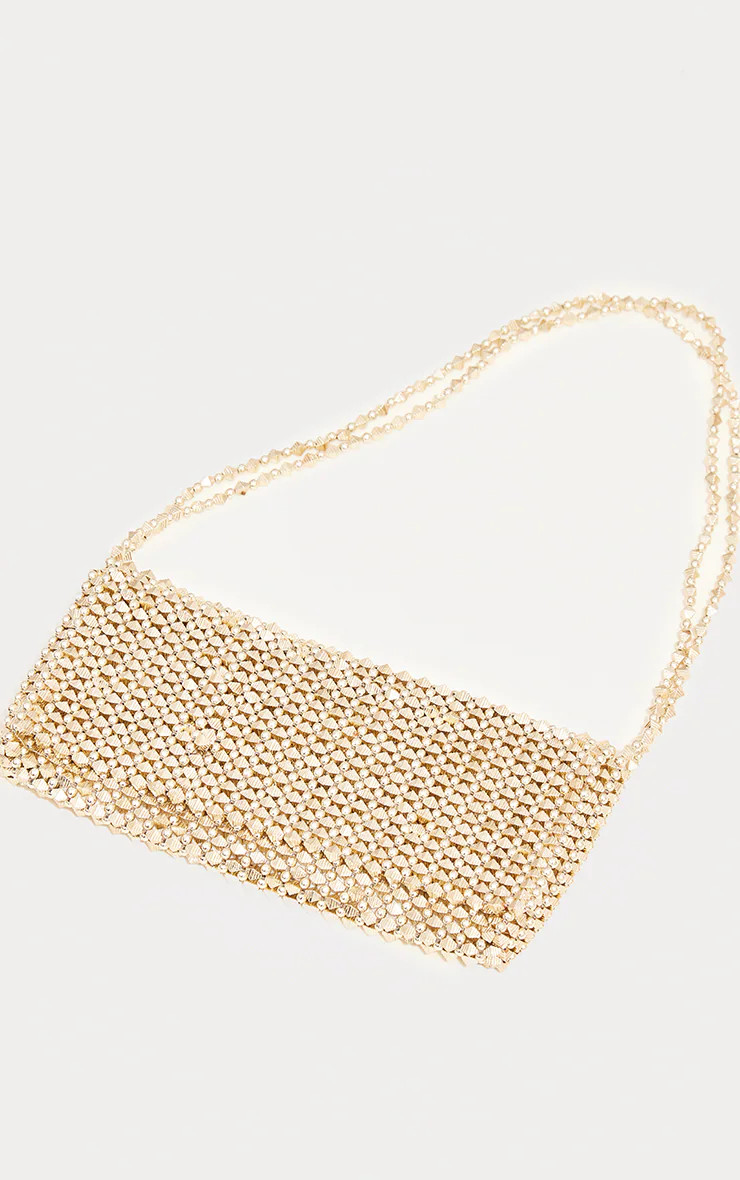 Gold Beaded Shoulder Bag | PrettyLittleThing UK