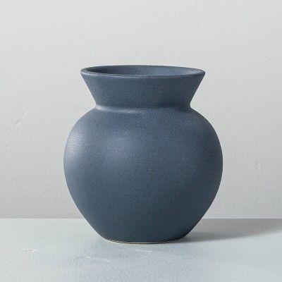 Round Ceramic Bud Vase with Flared Rim Dark Blue - Hearth &#38; Hand&#8482; with Magnolia | Target