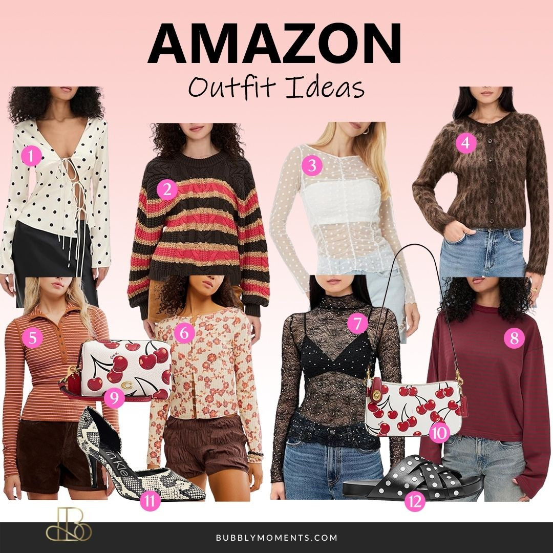 Amazon outfit ideas you’ll want to save 🤍 These cute and easy looks are perfect for everyday style. From the polka dot blouse and cozy striped sweater to the sheer mesh tops and classic cardigans, these pieces are simple but stylish. Pair them with denim, skirts, or shorts to create effortless outfits for coffee dates, casual days, or weekend plans. I also love the cherry print bags and statement shoes that add a fun touch to any outfit. These are great wardrobe pieces you can mix and match all season. Tap to shop your favorites and save this for outfit inspiration!
#LTKootd #LTKStyle #LTKFinds #LTKFashion#amazonfashion #amazonfinds #amazonstyle #amazonoutfits #outfitideas #womensfashion #casualstyle #everydaystyle #styleinspo #fashioninspo #ootd #dailyoutfits #trendingoutfits #cuteoutfits #streetstyle #styleideas #fashionfinds #amazonmusthaves #amazonfashionfinds #falloutfits #winteroutfits #cozyoutfits #sweaterweather #whatiwore #outfitinspo  

 