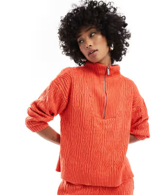 Native Youth zip up funnel neck chunky jumper co-ord in red | ASOS | ASOS (Global)