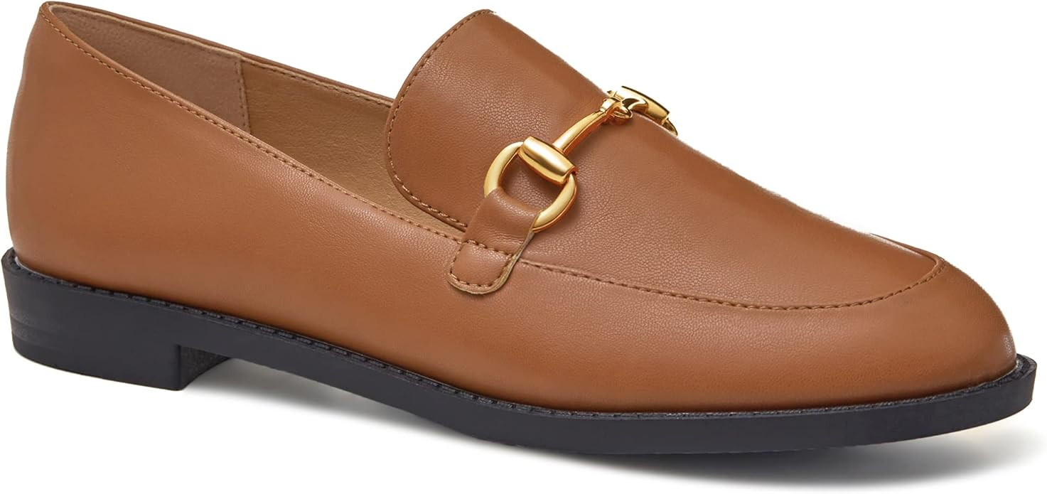 Coutgo Womens Loafers Comfortable Slip On Penny Loafer Casual Chain Flat Work Office Dress Shoes | Amazon (US)