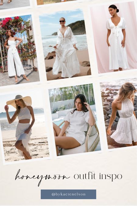 Honeymoon outfit inspo 🤍 white dresses, white jumpsuit, white romper, white dress for the bride 

#LTKunder100 #LTKwedding #LTKtravel