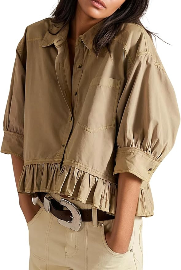 InterNos Striped 3/4 Sleeve Blouse Loose Shirt Top | Amazon (US)