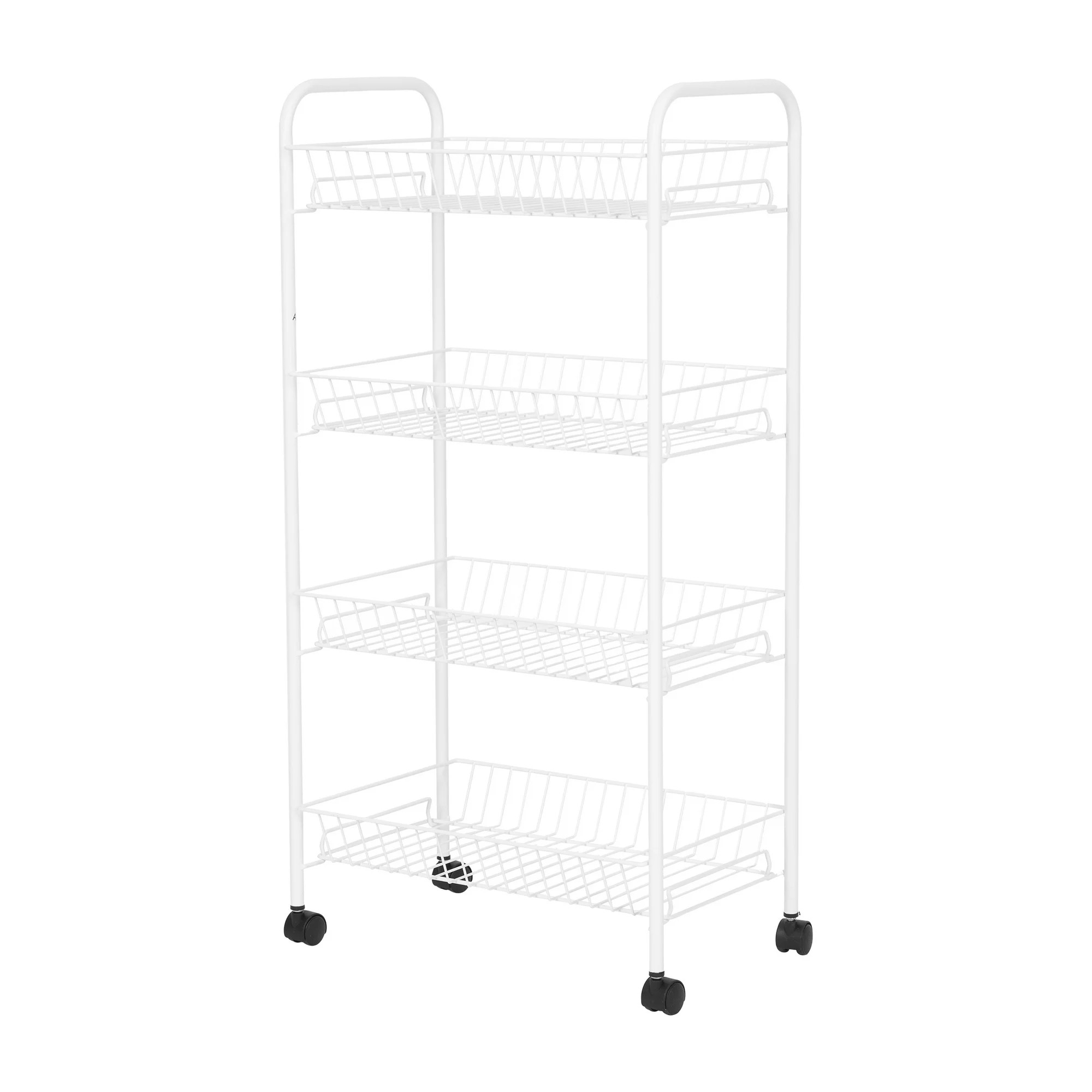 Mainstays Rolling 4-Tier Metal Adult Laundry Basket Cart, White | Walmart (US)