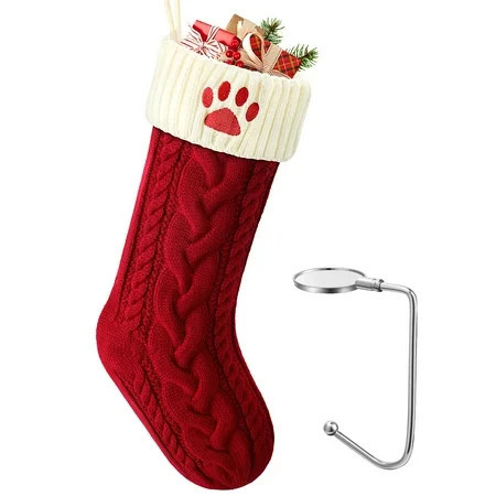 Ayieyill Christmas Stockings with Letters, Super Soft Monogram Christmas Stockings Xmas Gift | 20 Inches | Red Dog Paw | Walmart (US)