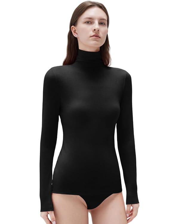 SUUKSESS Women Cashmere Turtleneck Long Sleeve Shirt Fitted Fall Basic Thermal Tops Fall Fashion | Amazon (US)