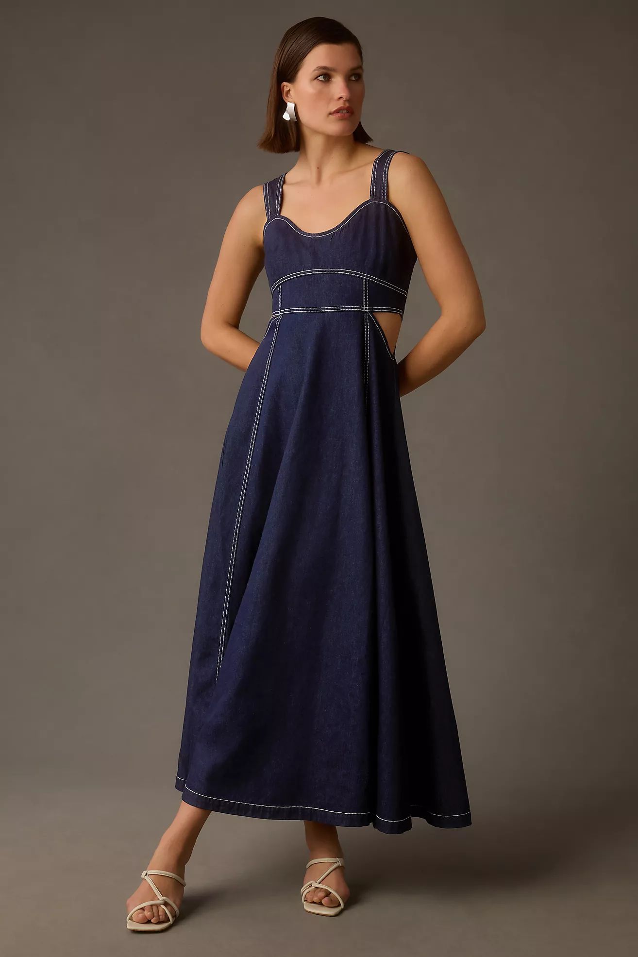 Aureta Studio Corset Denim Cutout Dress | Anthropologie (US)