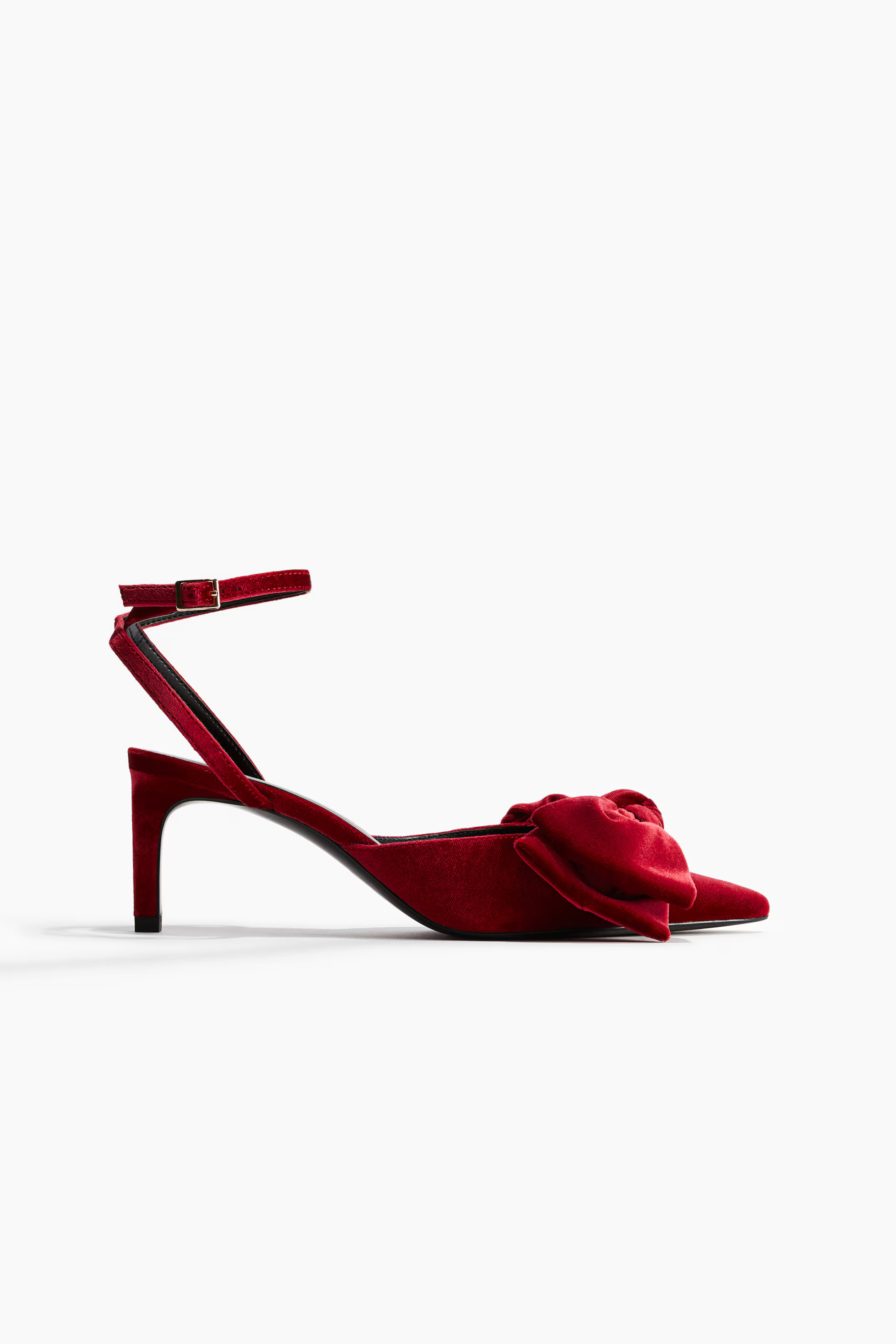 Bow-Detail Velour Pumps - Dark red - Ladies | H&M US | H&M (US + CA)