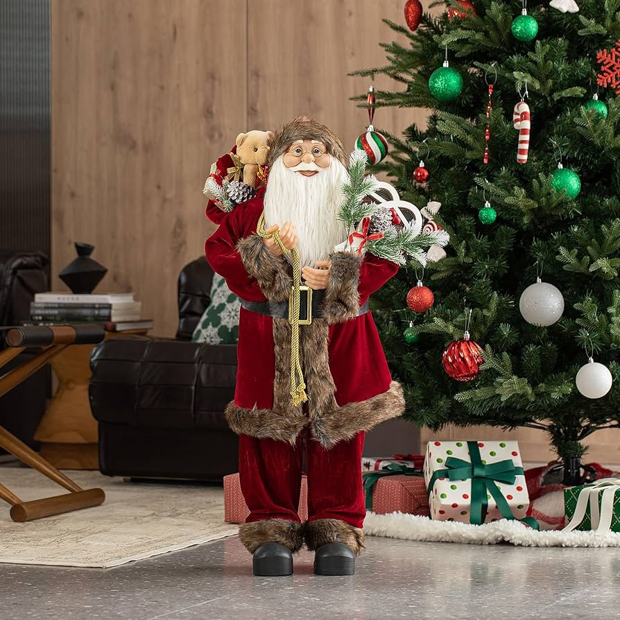 eUty 35" Christmas Santa Claus Figurine, Christmas Decorations Figurine, Classic Red Santa Claus ... | Amazon (US)