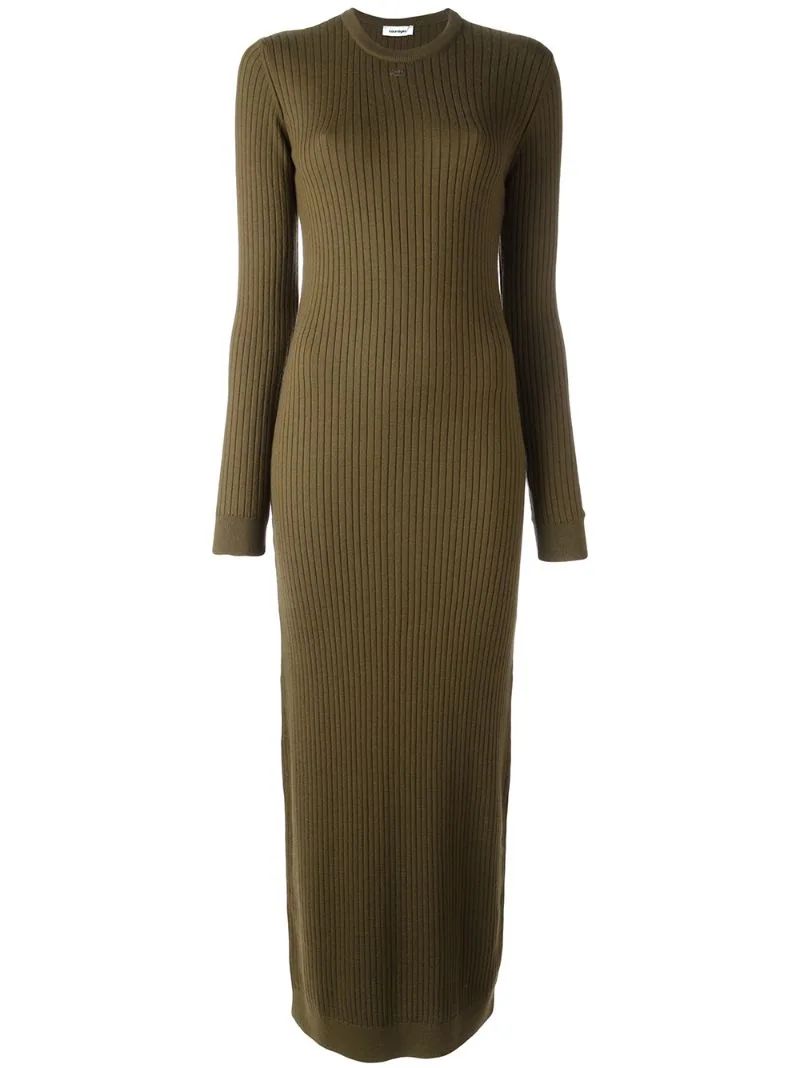 Courrèges - long knit dress - women - Merino - 2, Green, Merino | FarFetch US