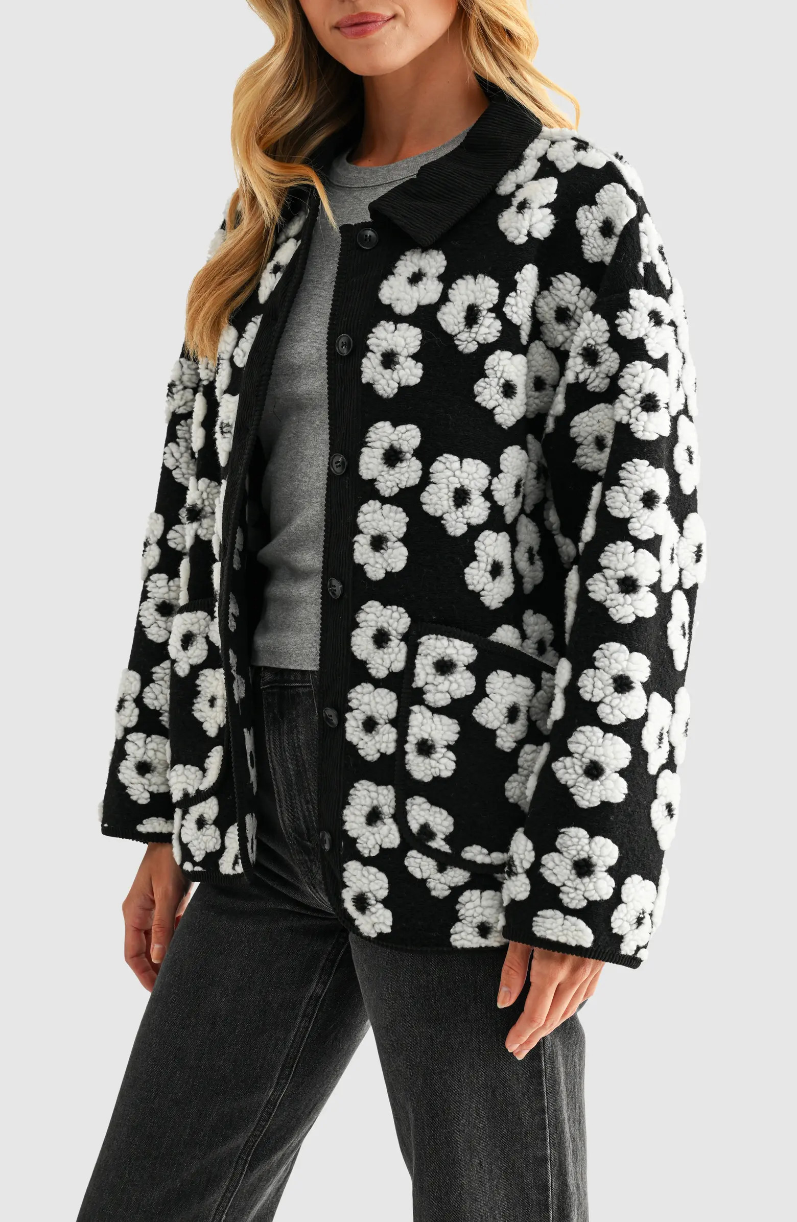 Floral High Pile Fleece Jacket | Nordstrom