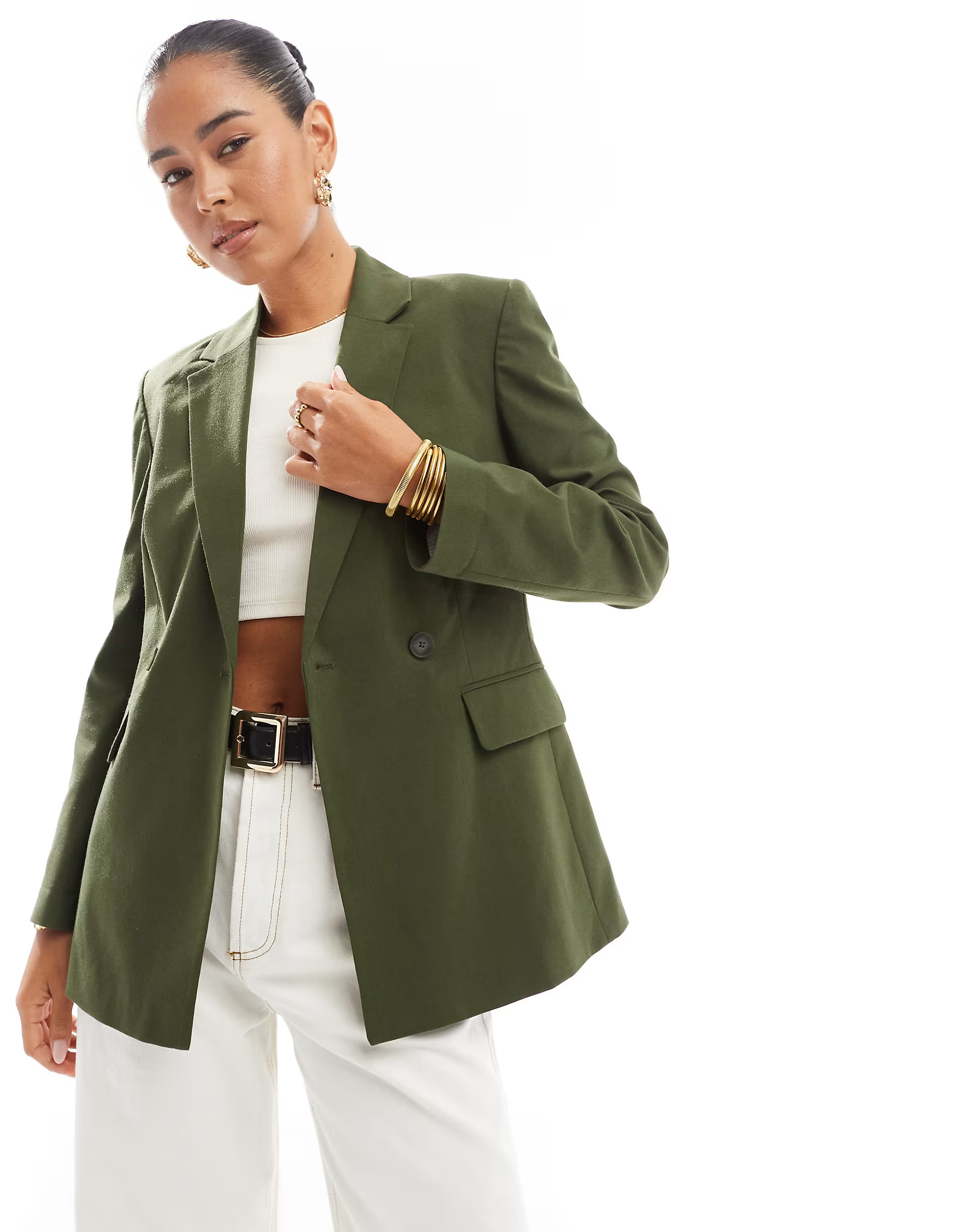 Stradivarius tailored blazer in khaki | ASOS (Global)