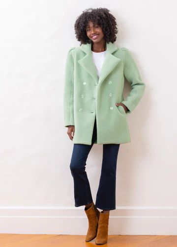 Conyers Coat in Sherpa Fleece (Basil) | Dudley Stephens