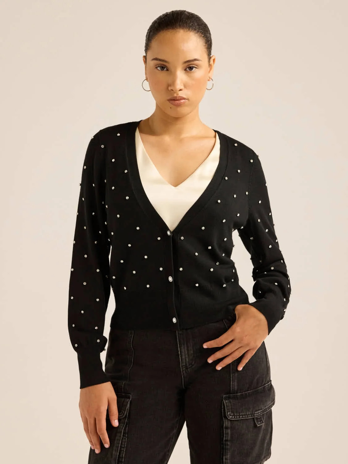 Scoop Women’s Rhinestone Cardigan Sweater, Lightweight, Sizes XS-4X | Walmart (US)
