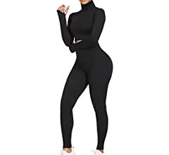 FeelinGirl Workout Sets for Women 2 Piece Workout Outfits High Waist Yoga Leggings Long Sleeve Cr... | Amazon (US)