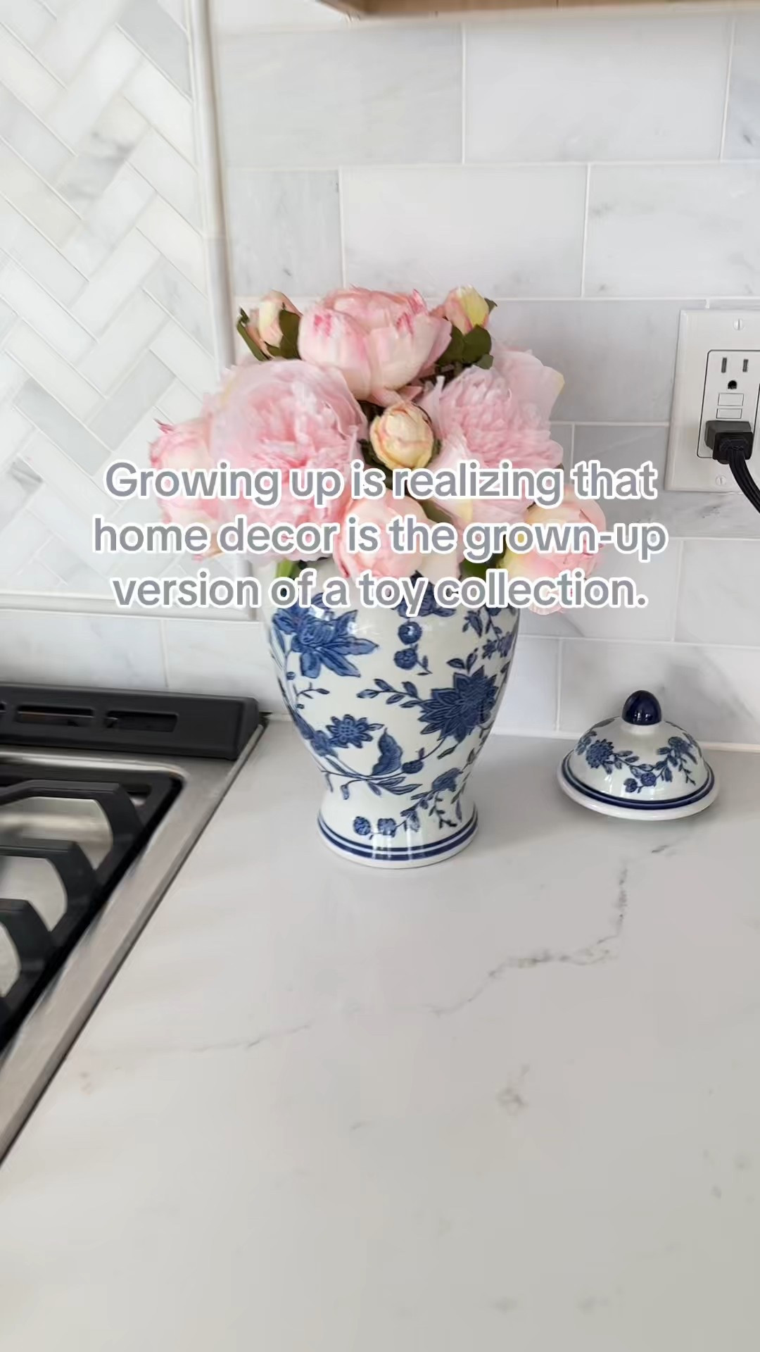 Spring decor, pink and blue decor, pretty spring decor, stove decor, faux flowers, pink peonies 

#LTKSeasonal #LTKHome