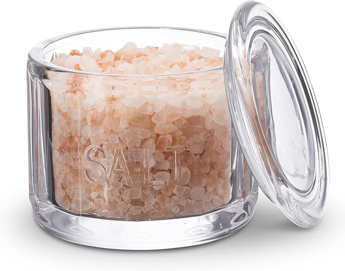 KooK Glass Salt Cellar, with Lid, Embossed Pressed Glass, Clear Storage Container, for Coffee, Su... | Amazon (US)