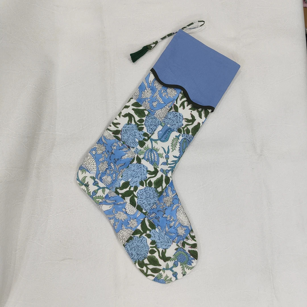 Christmas Scalloped Piping Stocking Assorted Colors - Etsy | Etsy (US)