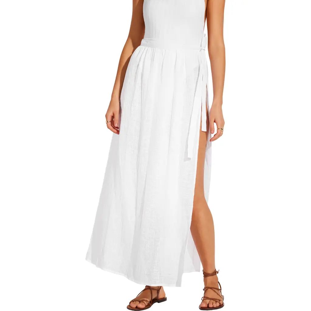 Vitamin A® Vera Linen Cover-Up Wrap Maxi Skirt in White Eco Linen at Nordstrom, Size Small | Nordstrom