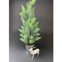 Frosted Christmas Tree in Silver Container. Sparkling Pine Metal Bucket. Winter/Holiday Decor For Office Or Home | Etsy (US)