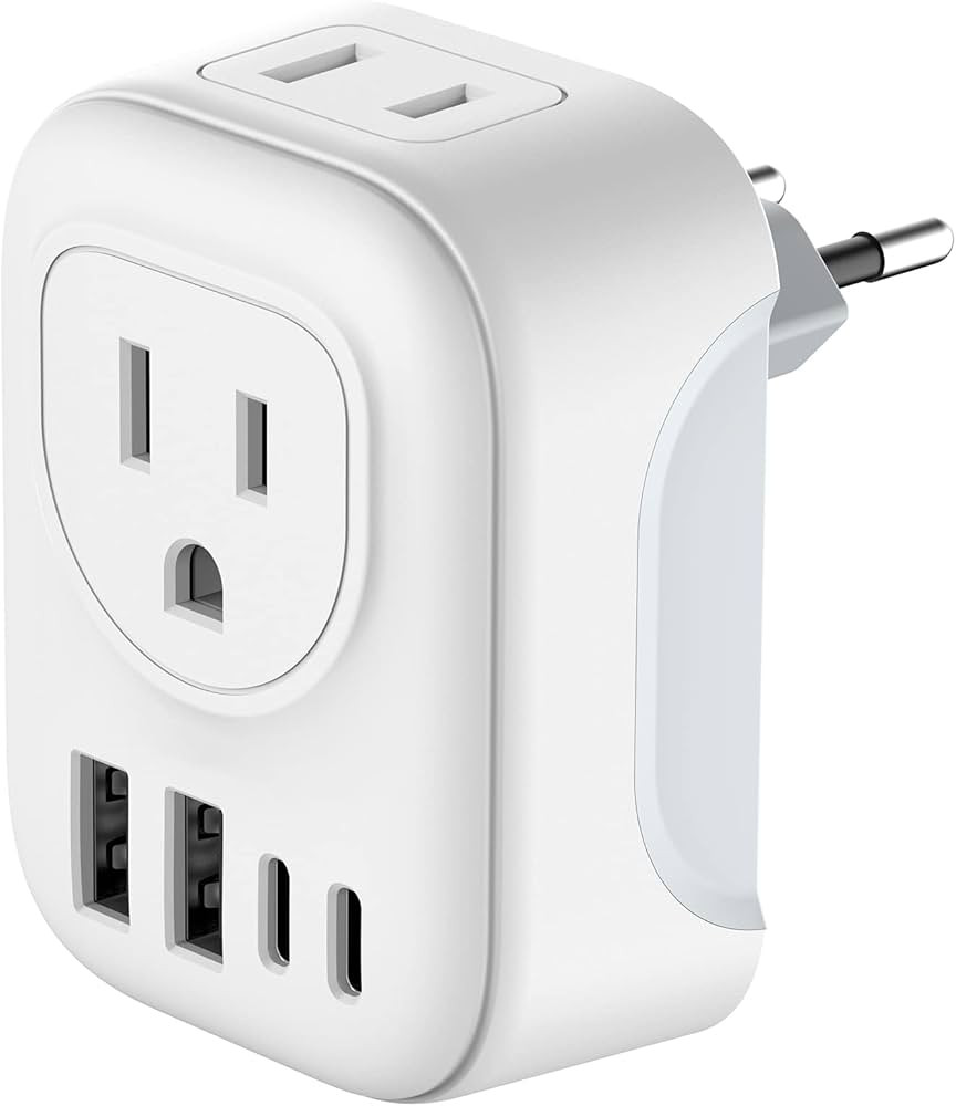 Travel Plug Adapter, VYLEE International Plug Adapter with 4 AC Outlets 2 USB Ports (2 USB C Port... | Amazon (CA)