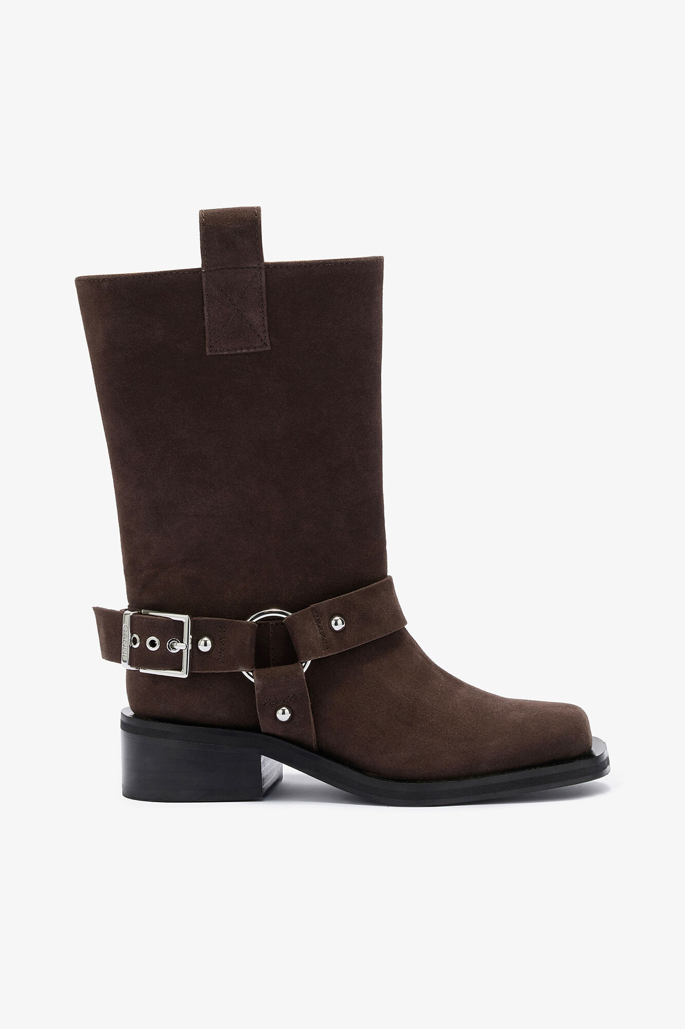 Mid Shaft Biker Boot in Brown Suede | GANNI UK | Ganni