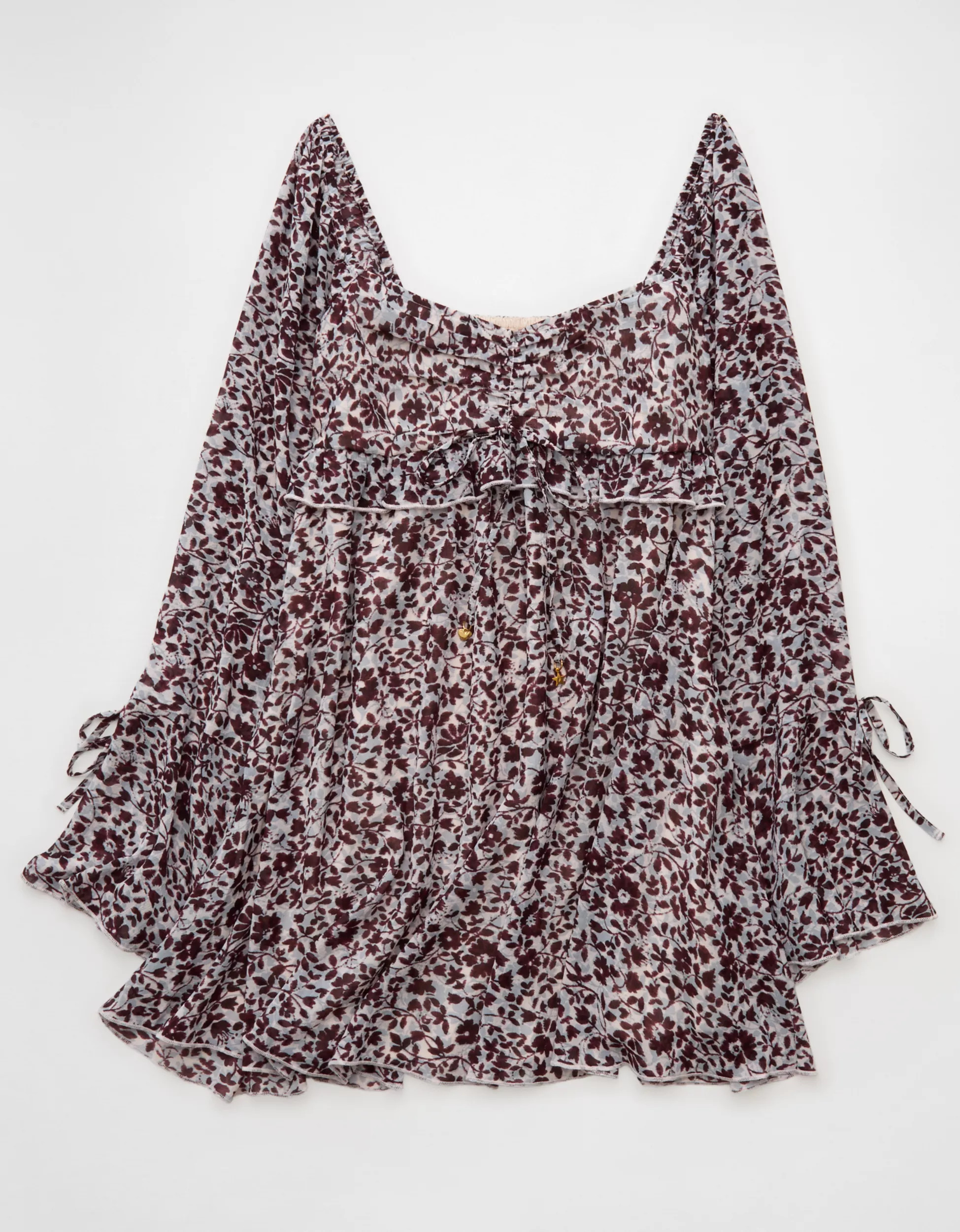 AE Long Sleeve Babydoll Mini Dress | American Eagle Outfitters (US & CA)