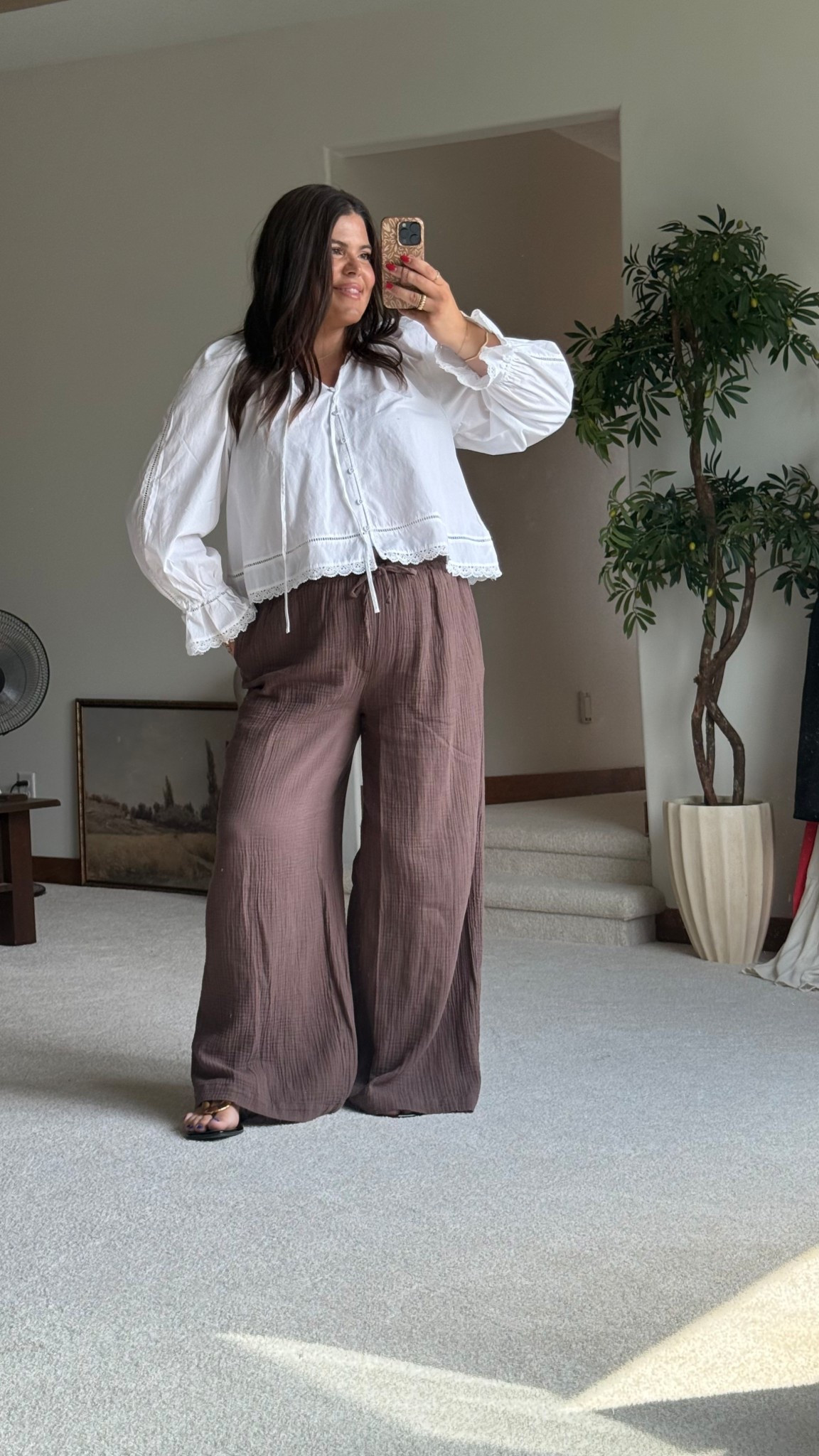 Seriously obsessed with this top for fall one of my favorites I’ve gotten in a long time, I can’t believe it’s under $30! 

Wearing a size XL in the top and it’s a really good length and I have tons of room in the arm   

In the linen/gauze pants which are so comfortable and late wait by the way I’m also wearing a size XL   

This would be a really cute comfortable teacher or casual office outfit  

#Midsize #Teacher #Fall  #MomStyle #Maternity #Pregnant #Size14

#LTKWorkwear #LTKMidsize #LTKSaleAlert