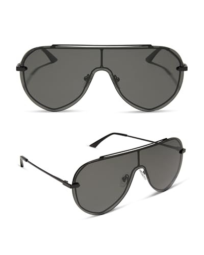 DIFF Imani Oversized Designer Shield Sunglasses for Women, Black | Amazon (US)