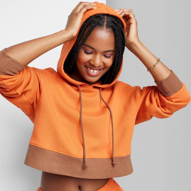 Women's Cropped Hoodie - Wild Fable™ Dark Orange | Target