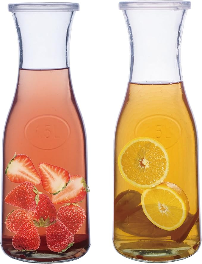 Glass Carafe Pitcher 1.5 LITER XL JUMBO Clear ZERO LEAD For Water, Wine, Milk, Juice, Mimosa Bar ... | Amazon (US)