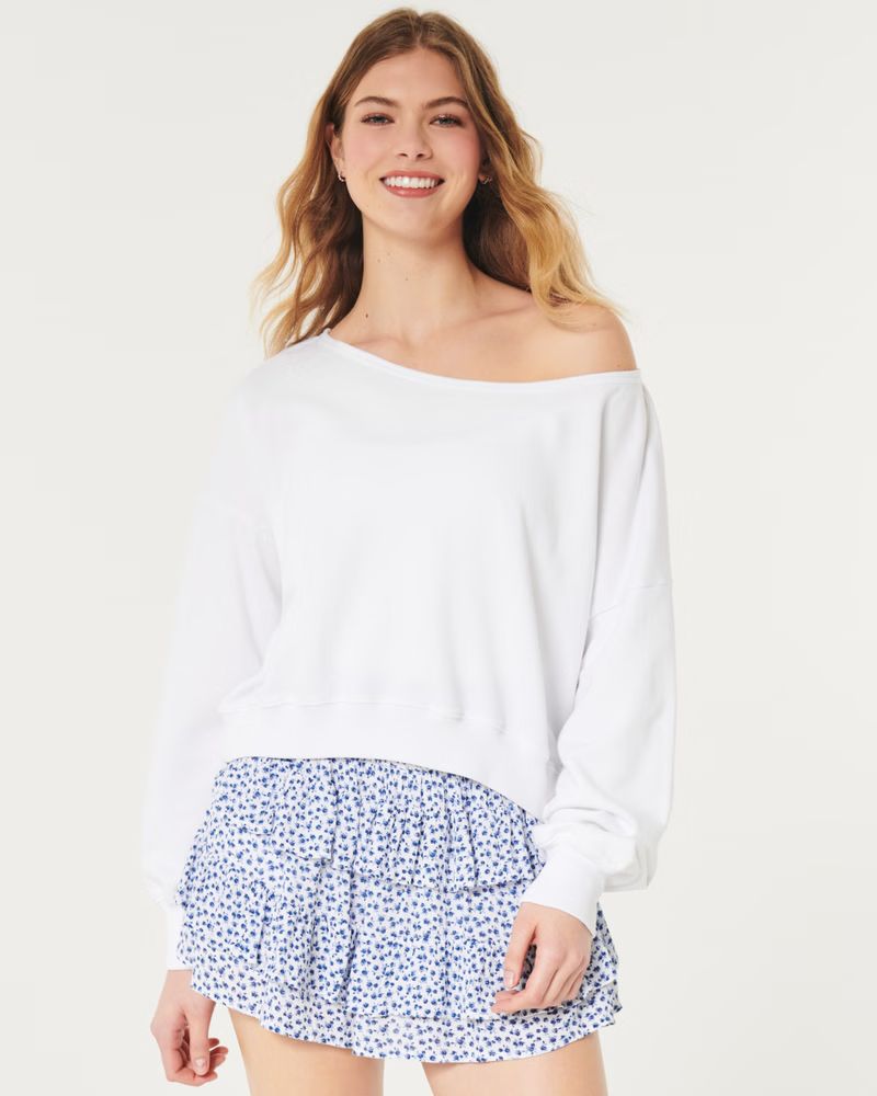 Women's Easy Terry Off-the-Shoulder Sweatshirt | Women's Tops | HollisterCo.com | Hollister (US)