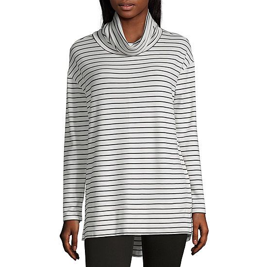 Liz Claiborne Weekend Womens Mock Neck Long Sleeve Tunic Top | JCPenney