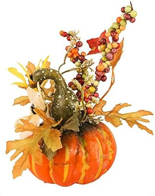 NAHUAA Fall Decor Artificial Plant DIY Craft Fake Foam Pumpkins Faux Maple Flowers with Silk Sunf... | Amazon (US)
