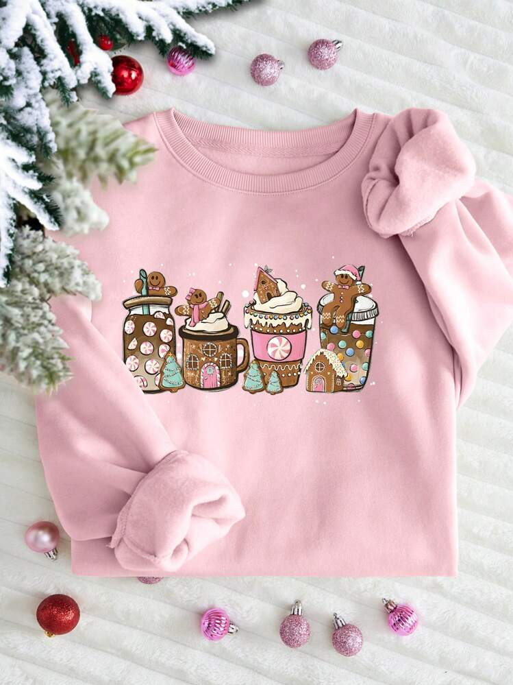 INAWLY Women's Casual Christmas Print Fleece Sweatshirt, Autumn/Winter,Long Sleeve Tops | SHEIN