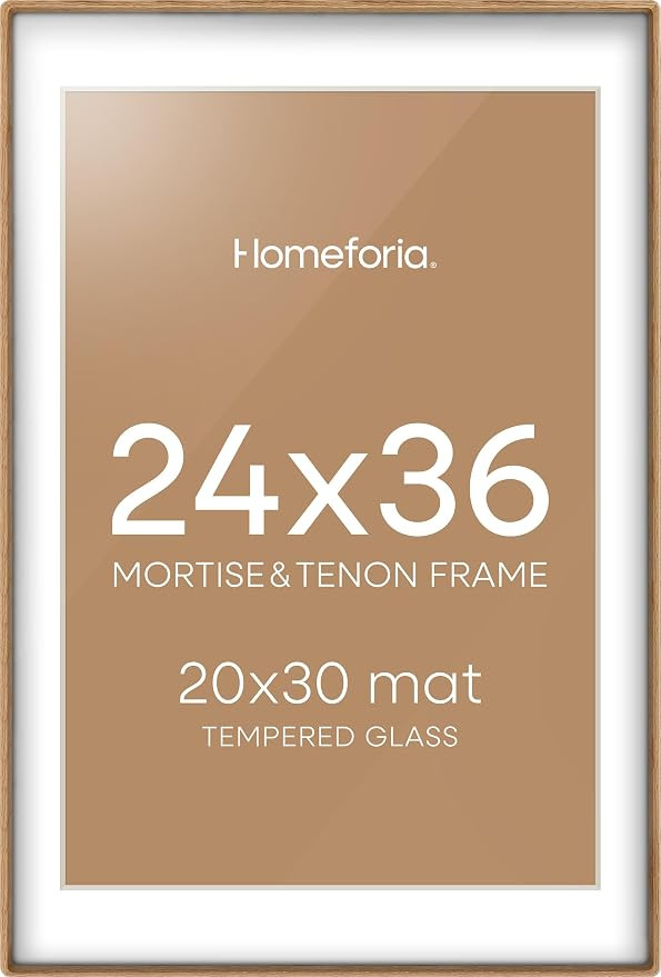 24 x 36 Natural Wood Frame, Mortise & Tenon Light Oak 24x36 Picture Frames with Mat 20x30 for Wal... | Amazon (US)