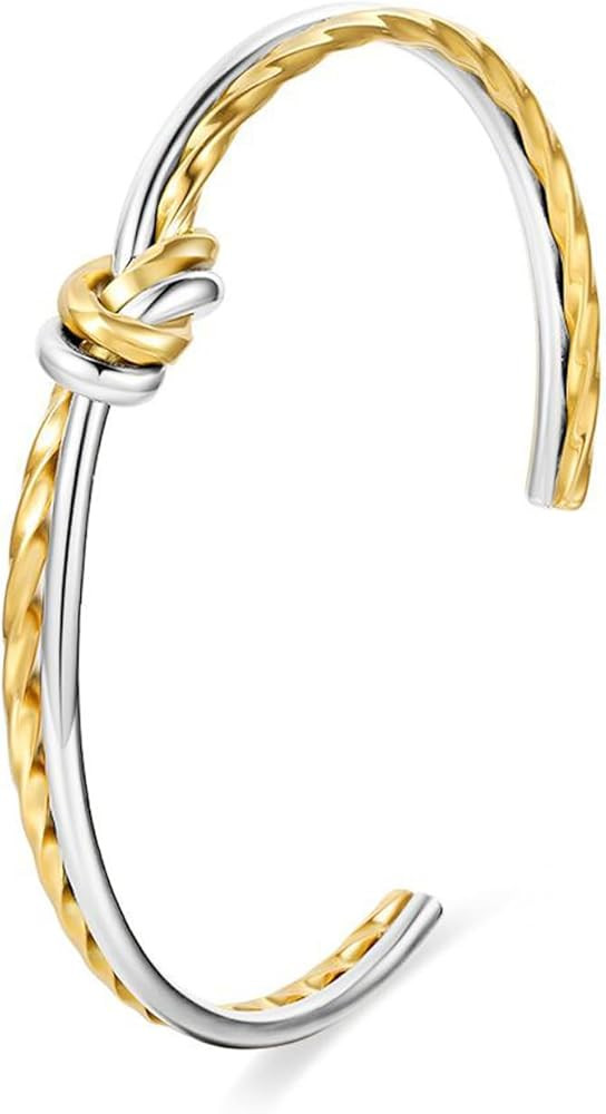 Cable Bracelets for Women Gold Knot Bracelets Two Tone Bracelets for Women Mixed Metal Bracelet D... | Amazon (US)