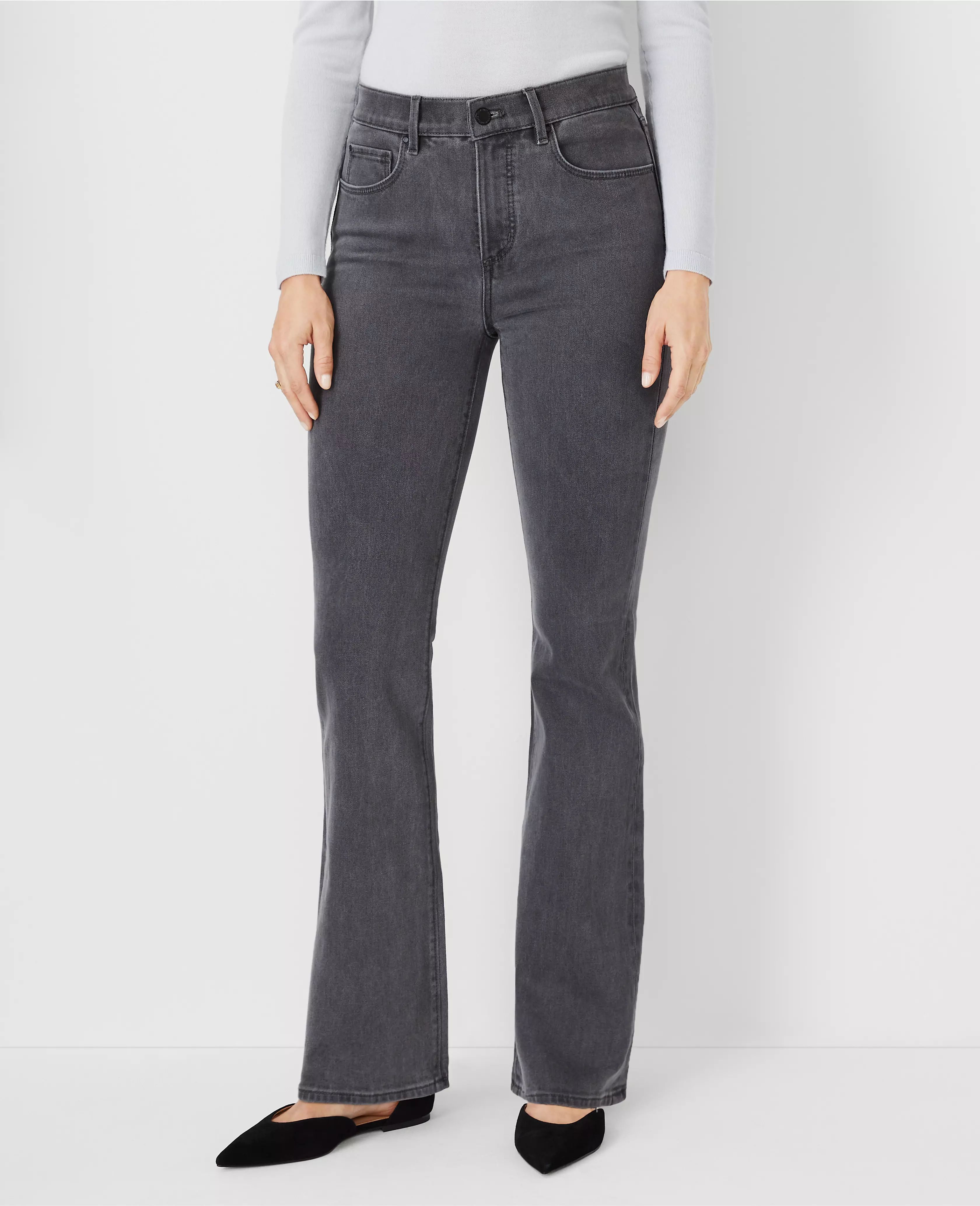 Mid Rise Boot Jeans in Mid Grey Wash | Ann Taylor (US)