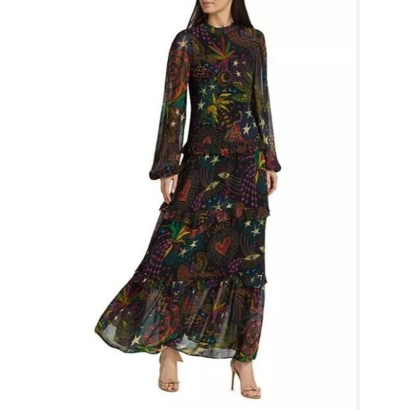 Farm Rio Womens Maxi Dress Amazonia Printed Size XS Black Multicolor NWT | Poshmark