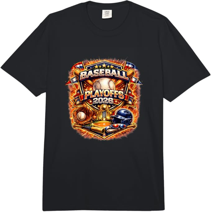 Baseball Playoffs 2026 Graphic Vintage Style Design Comfort Colors Adult Heavyweight T-Shirt | Amazon (US)