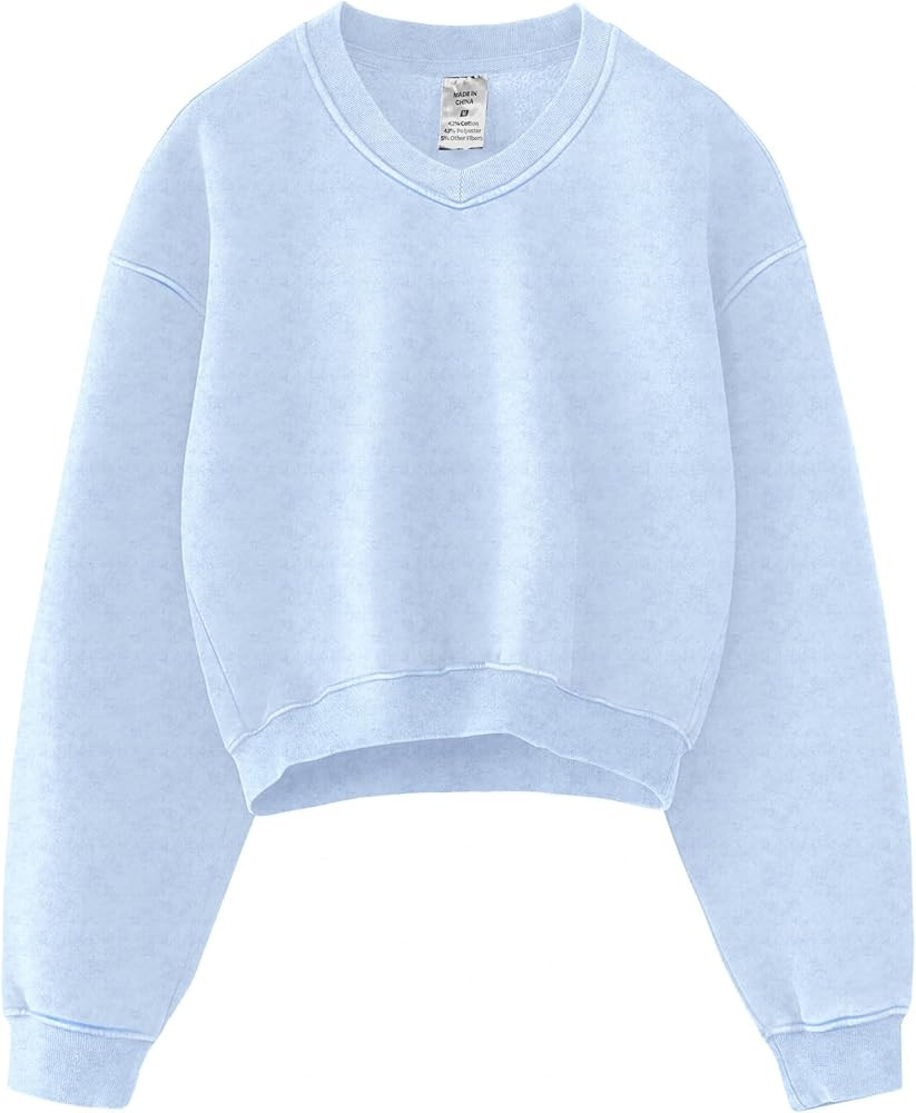 Hatant Sweatshirt for Women Acid Wash Athletic Hoodie Heritage Fleece V-neck Long Sleeve Hoodie F... | Amazon (US)