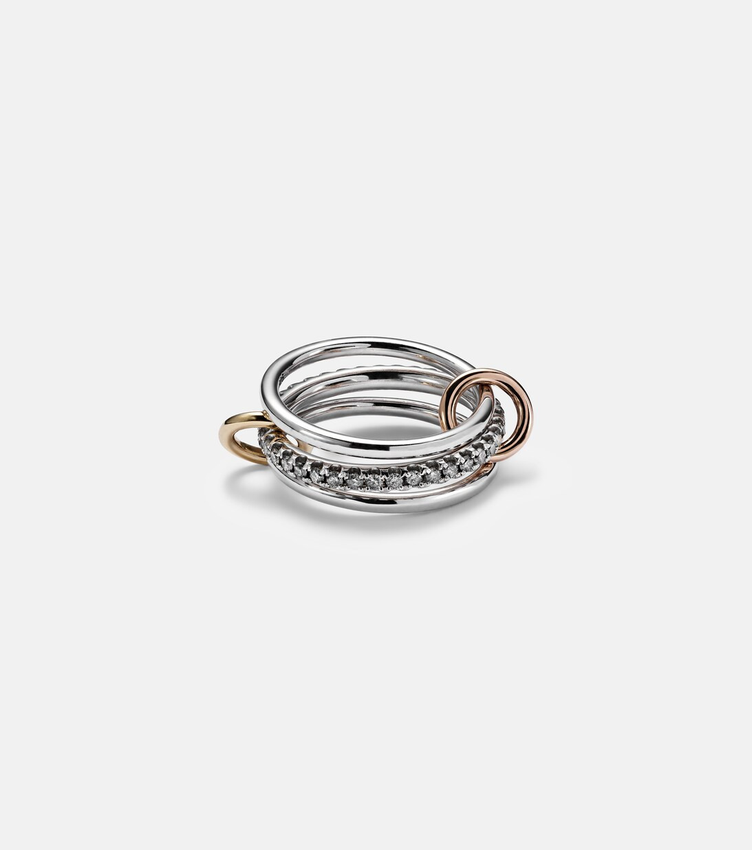 Tigris MX Gris sterling silver ring with diamonds and yellow and rose gold connectors | Mytheresa (US/CA)