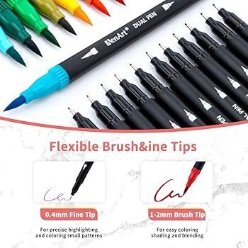 Dual Brush Markers for Adult Coloring Books, 24 Colored Fine Point Marker Pen for Back to School ... | Amazon (US)