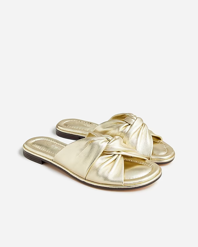 Menorca padded twist-knot sandals in metallic leather | J. Crew US