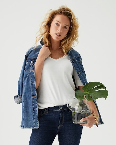Indigo Frayed Hem Denim Jacket | Chico's