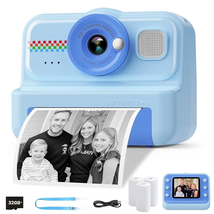 Kids Instant Print Camera - 1080P HD, 3 Rolls Paper & 32GB Card, Ideal Gift for Boys & Girls Age ... | Amazon (US)