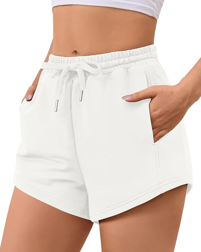 Sweat Shorts Women Comfy Trendy Casual Summer Drawstring Cotton Lounge Shorts Womens Athletic Out... | Amazon (US)