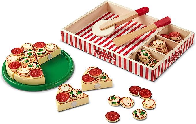 Melissa & Doug Wooden Pizza Play Food Set With 54 Toppings | Amazon (US)